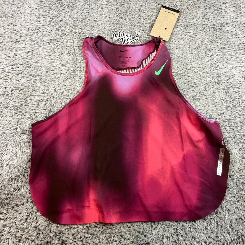 Nike AeroSwift Dri-FIT ADV Racing Cropped Running Tank Size Medium Women Fuchsia
